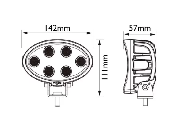 Työvalo Vision X VL-Series Oval mittakuva