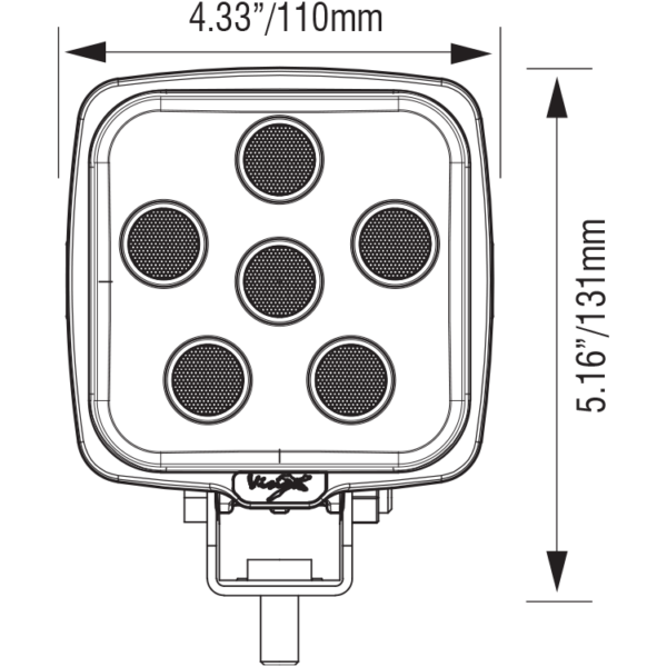 Työvalo Vision X VL Series VWS0506X40 mittakuva edestä