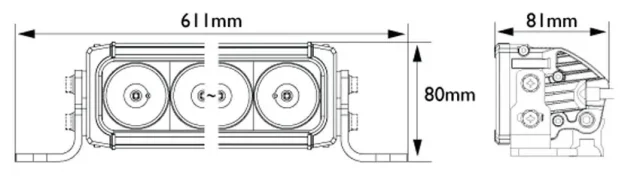 Lisävalo Vision X XPR-12M mittakuva