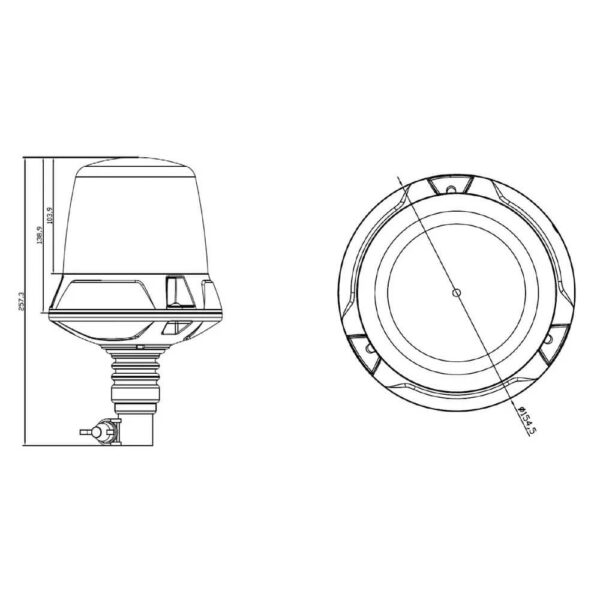 Vision X OptiTech flex DIN tappikiinnitys mittakuva