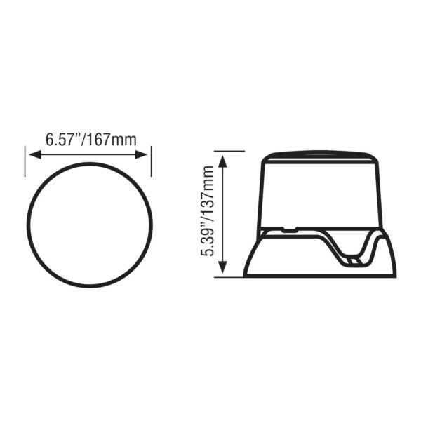 Vision X Tremor HD LED-majakka 12-24V 48W tasokiinnitys mittakuva