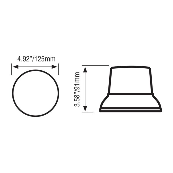 Vision X Tremor HD LED-majakka 9-80V tasokiinnitys mittakuva