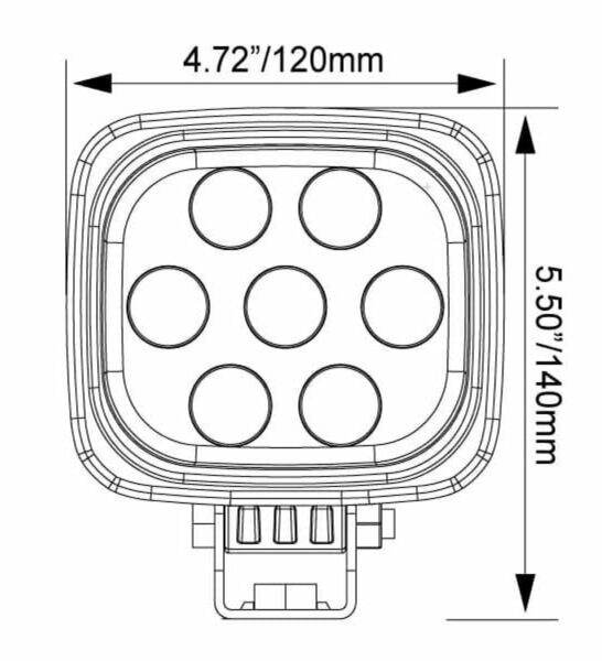 Vision X UMX Square mittakuva edestä