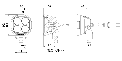 Vision X Dura2-WL460 mittakuva
