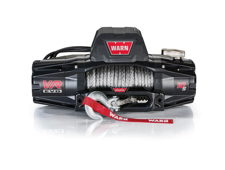 Warn VR EVO 10‑S sähkövinssi synteettisellä köydellä – tehokas 12V vinssi raskaaseen ajoneuvo‑ ja offroad‑käyttöön, 4536 kg vetokyky.
